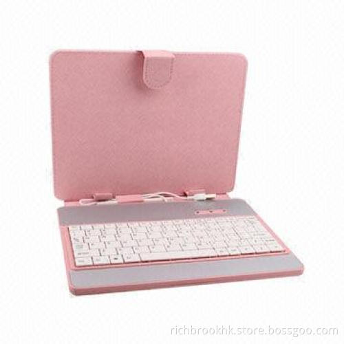 Leather Case with Keyboard for 7-inch Tablet PC Pink, Sized 23 x 14 x 3.3cm